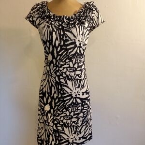 Aa Studio Black and White Floral Midi Dress